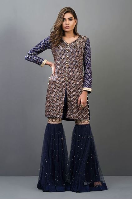 Sadaf Amir - Blue Formal Raw Silk Gharara