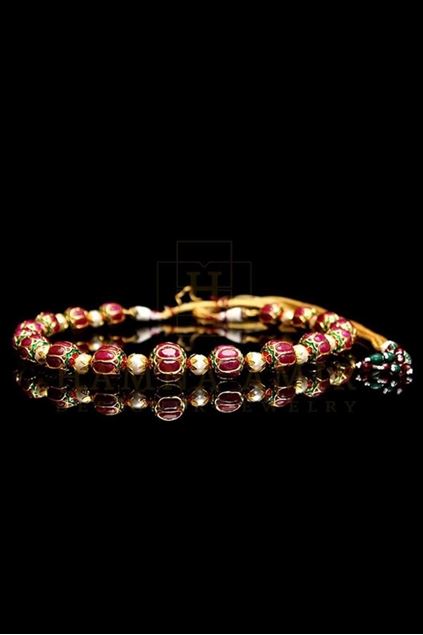 Picture of Enameled Jaipuri Mala with Ruby and Pearls