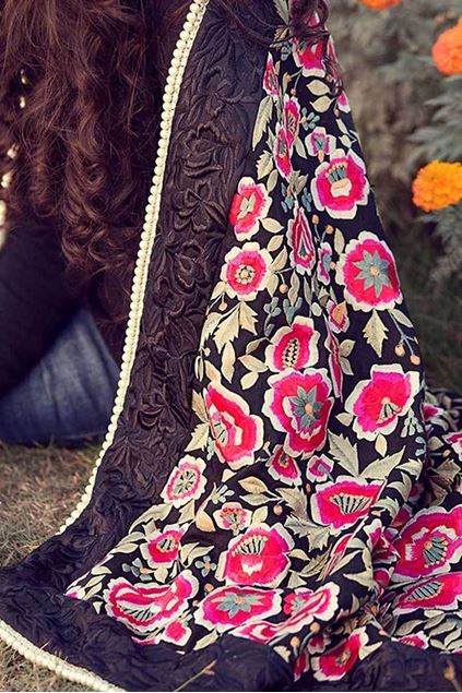 Picture of Black Pink Floral Shawl