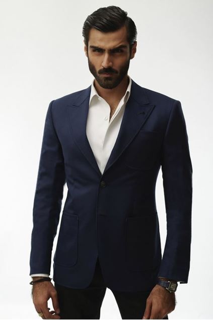 Picture of Blue Jacket With Two Buttons Pointed